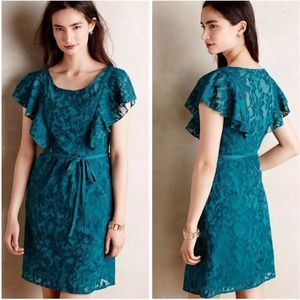 Moulinette Soeurs Fluttered Scrollwork Lace Dress